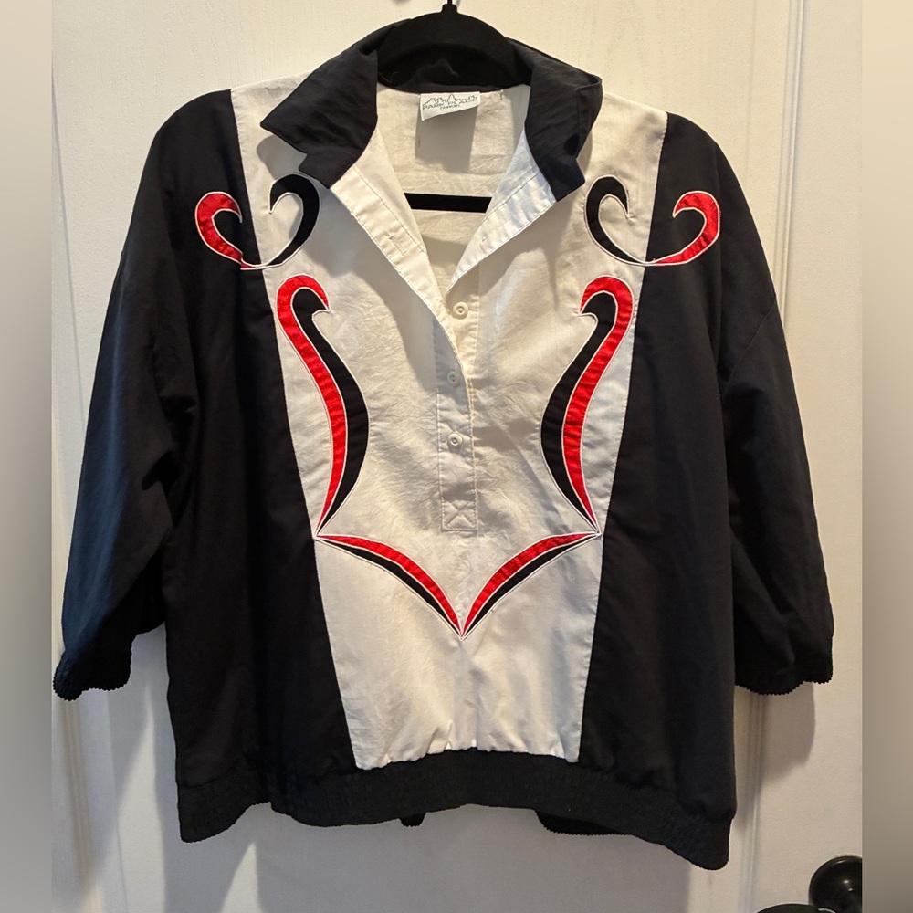 🤠 Vintage Western Shirt – Medium – Black White Red – Retro Rodeo Style